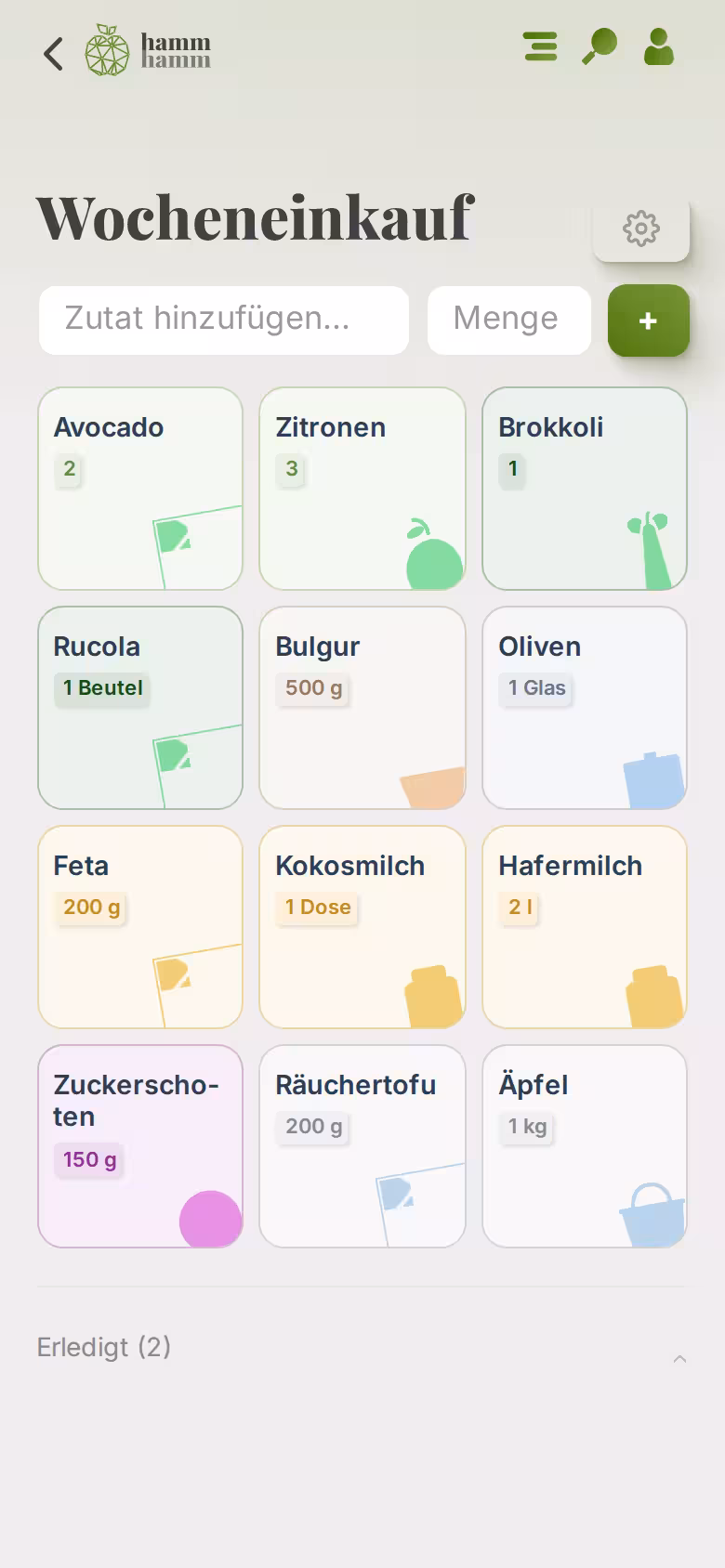 Einkaufsliste auf dem Smartphone