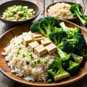 Koreanischer Tofu mit Reis