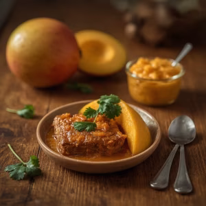 Mango-Chutney mit gebackenem Tempeh