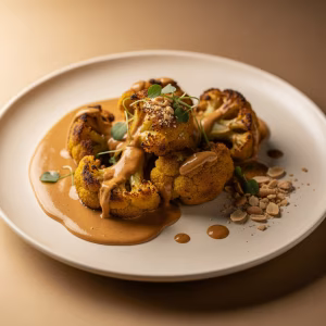 Knuspriger Blumenkohl mit cremiger Erdnuss-Sauce